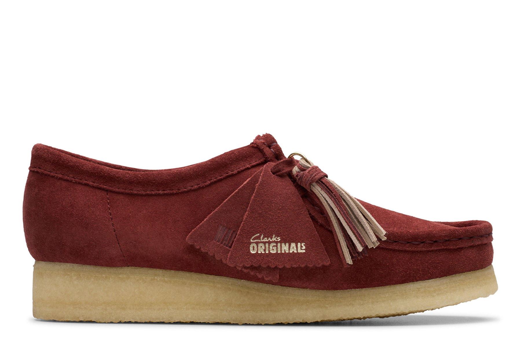 Red suede wallabees sales
