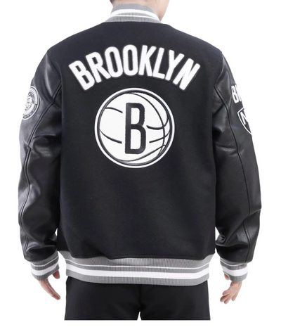 Brooklyn Nets Retro Classic Rib Wool Varsity Jacket MJ Footwear
