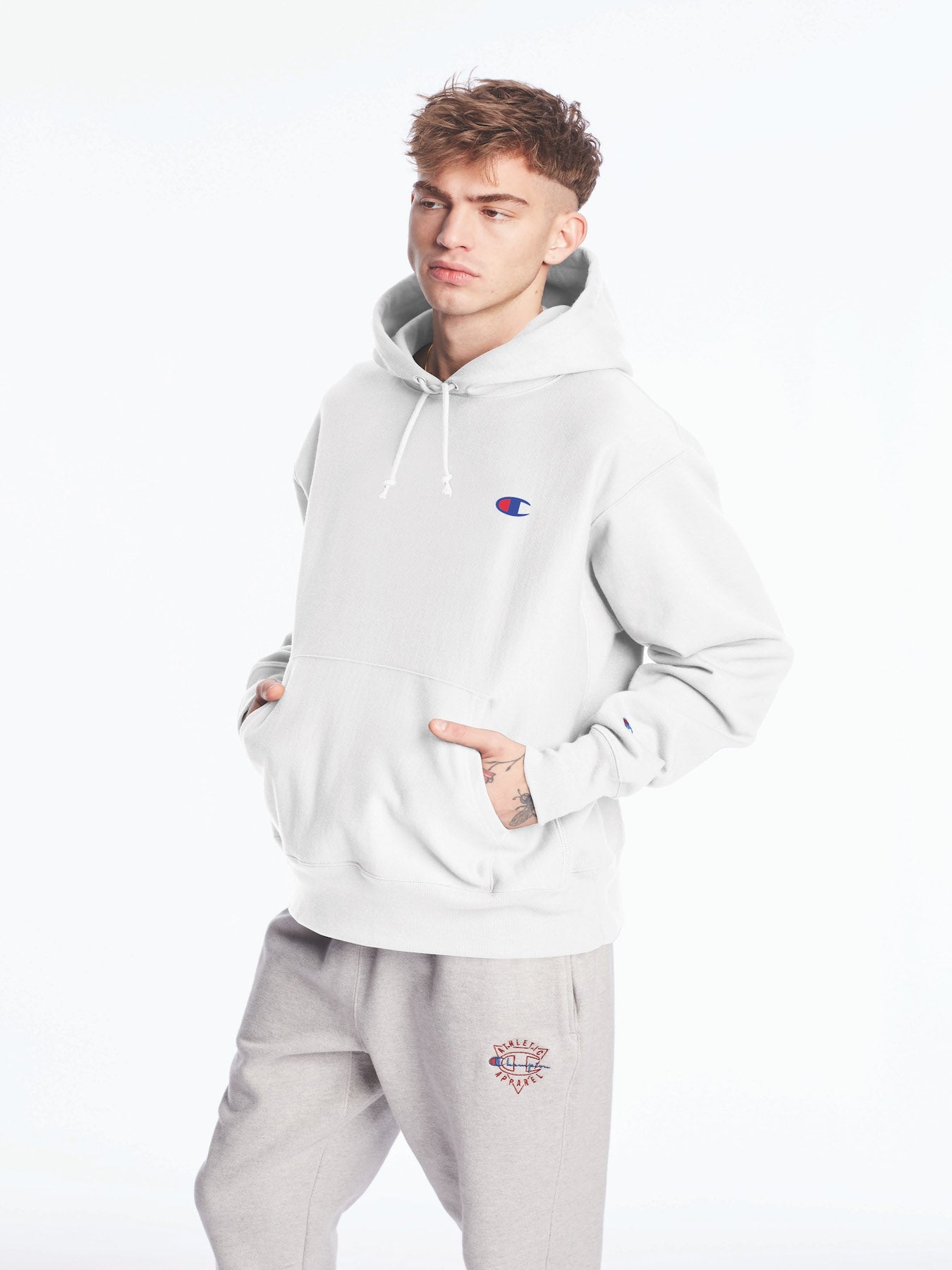 Champion Reverse Weave Pullover Hoodie Men s Sweatshirt White SM