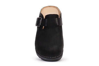 Caia Milled Nubuck Mule Buckle Shoes