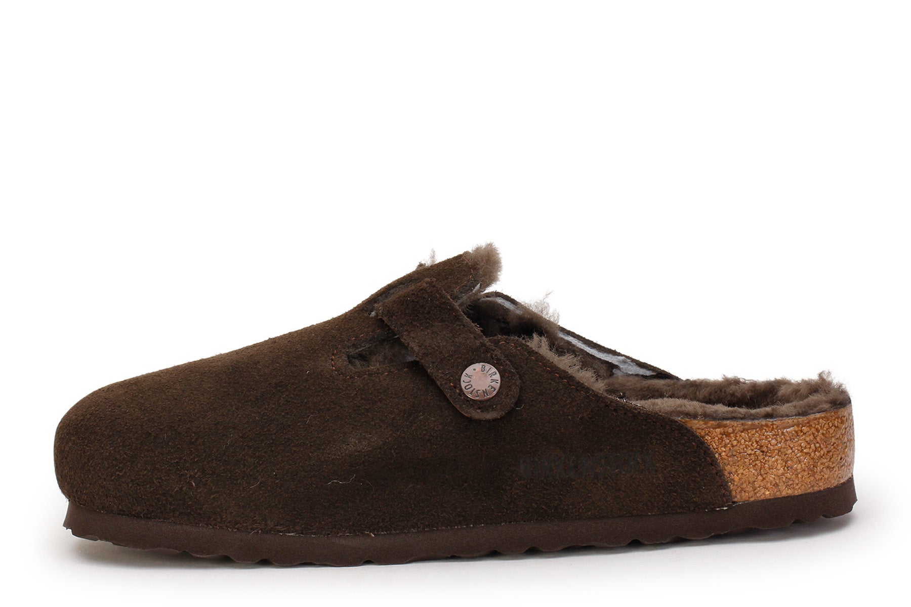 Birkenstock Boston Shearling Mocca Suede Clogs Size: 38, Colour: Brown