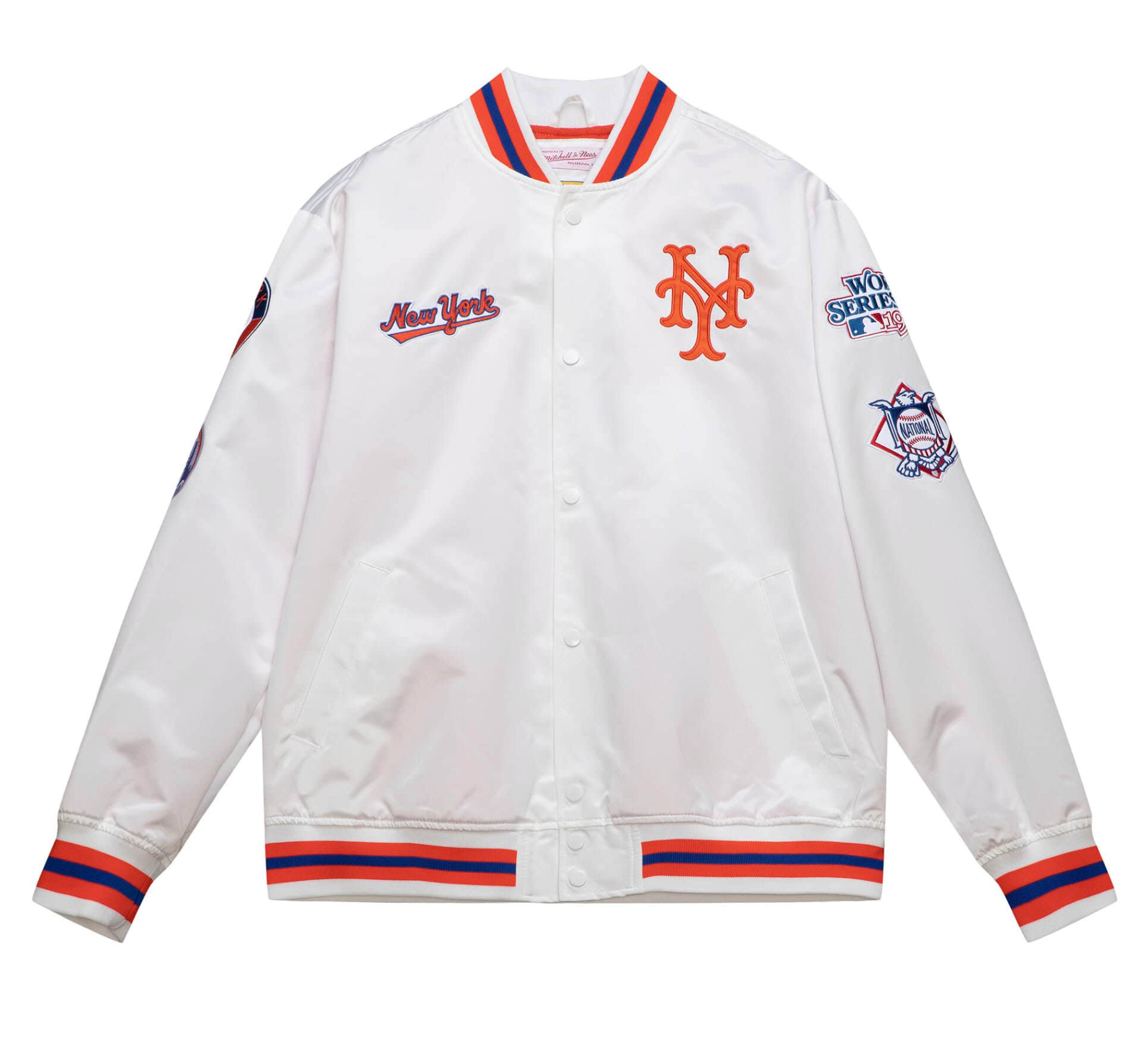 Mitchell & Ness New York Mets City Collection Lightweight Satin Jacket 2XL / White