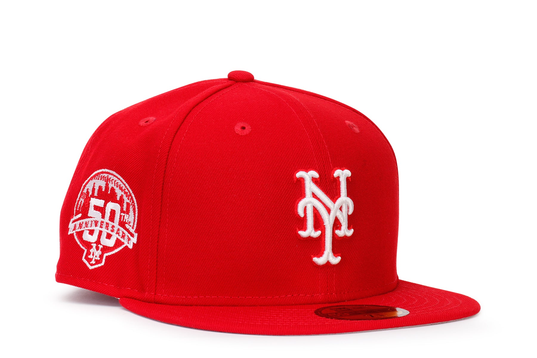New Era 59FIFTY Fitted Hat New York Mets 50th Anniversary Side Patch 8 / Red / Grey