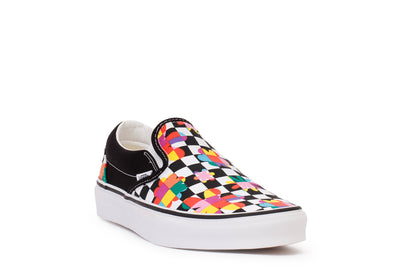 Classic Slip-On Floral Checkerboard Sneakers